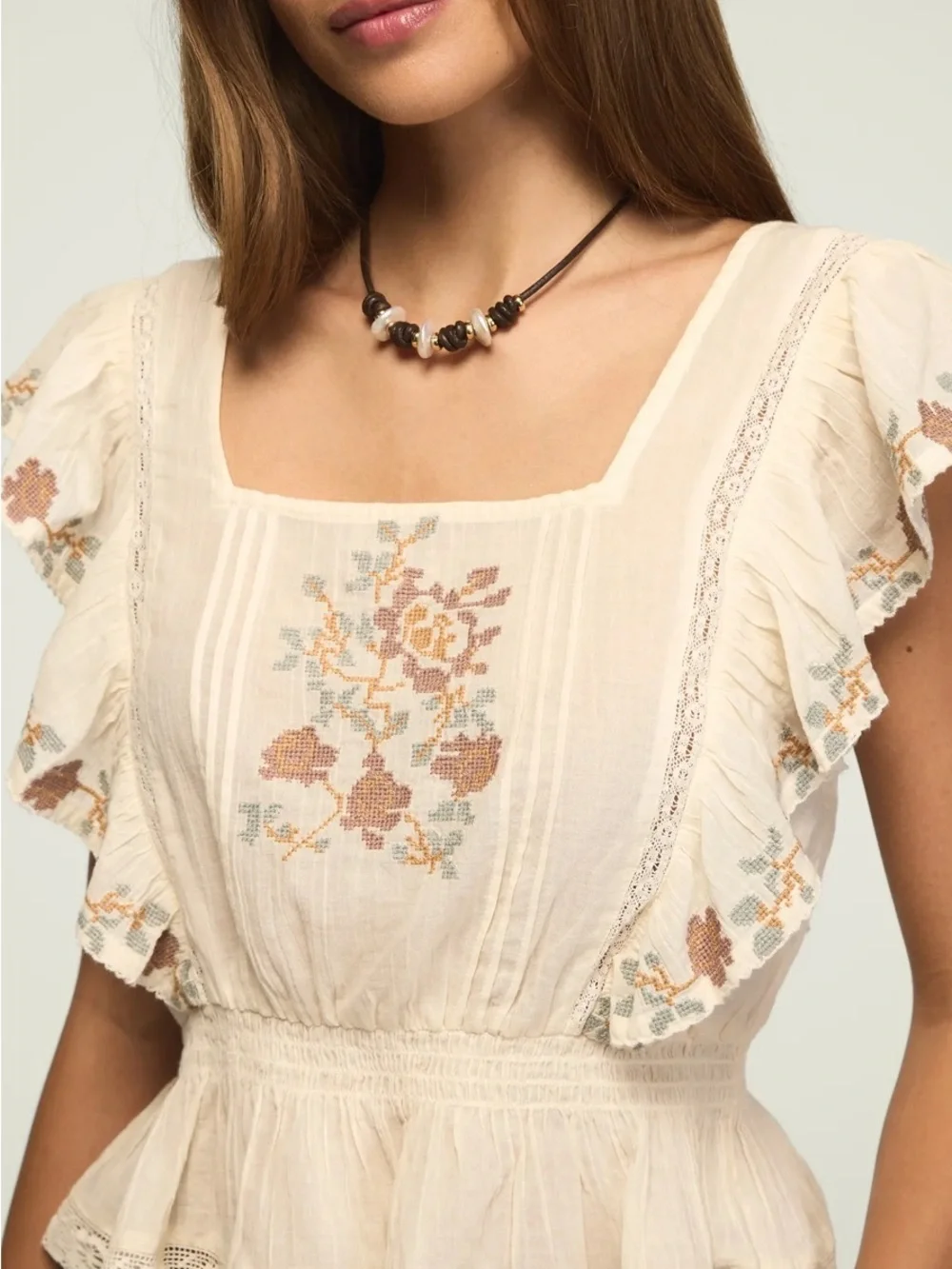 Floral Embroidered Ruffle Top - Picture 4 of 4